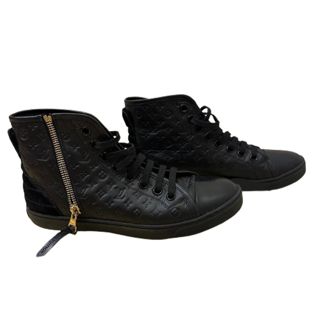 Louis Vuitton Black Monogram Embossed Leather Punchy High Top