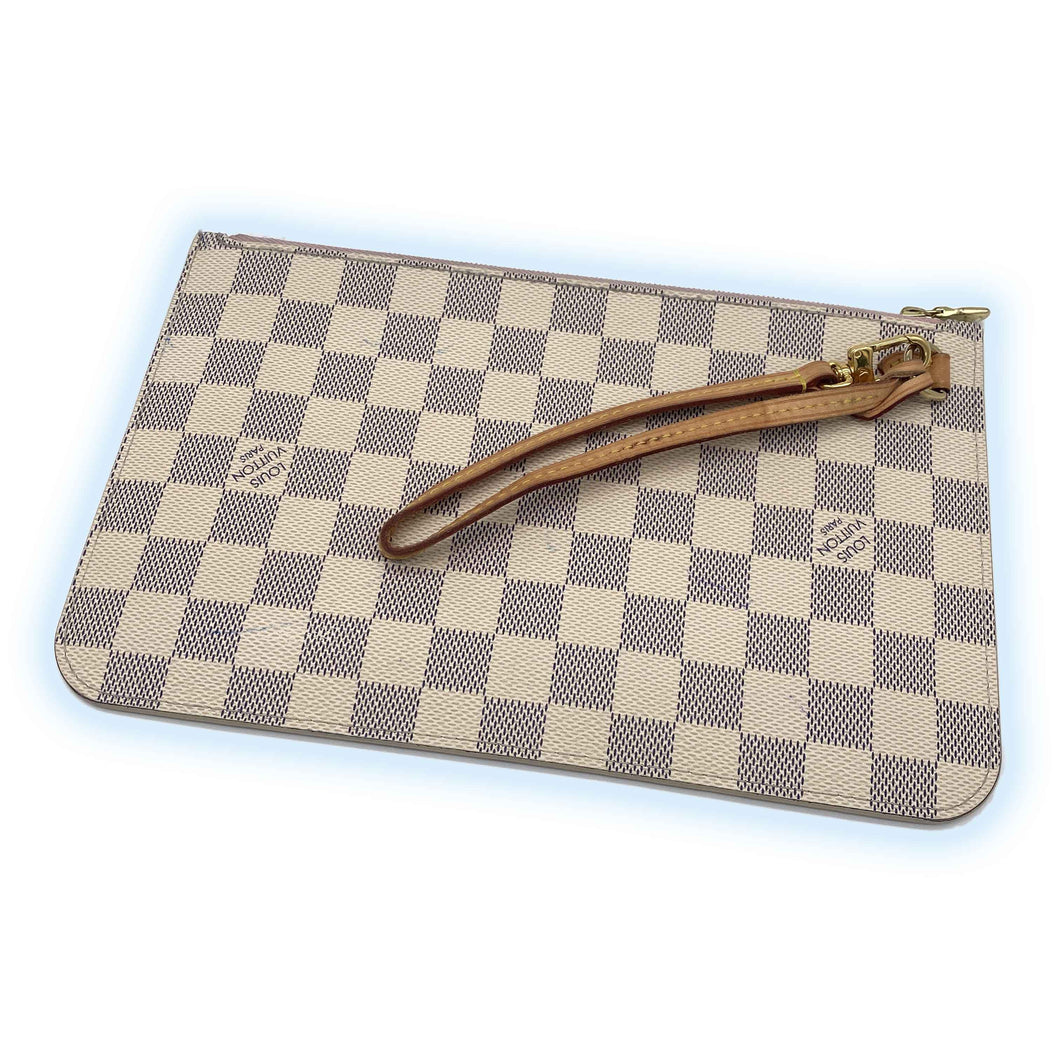 Louis Vuitton Neverfull Clutch Pochette Damier Azur