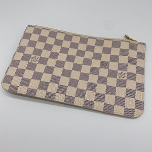 Louis Vuitton Neverfull MM Clutch Pochette Damier Azur